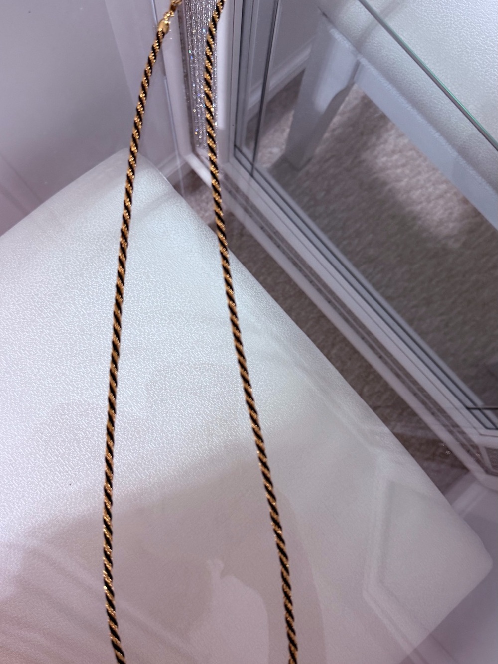 Trifari Gold and Black Twisted Rope Chain Necklace